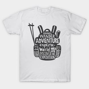 Travel, Wander, Adventure Bag, Outdoors Shirt, Hiking Shirt, Adventure Shirt, Camping Shirt T-Shirt